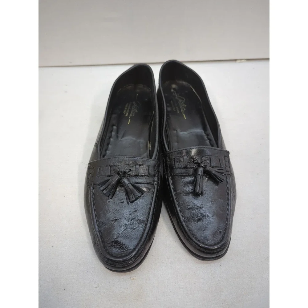 Dimitri Mens Black Leather Tassel Loafers Dress Shoes Size 10 D Made In Italy